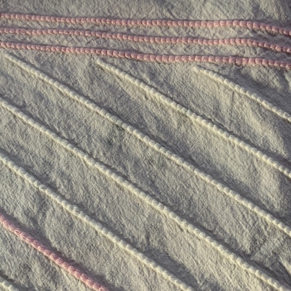 Vintage MCM Chenille Baby Crib blanket throw!  Pink and white! - Picture 7 of 7